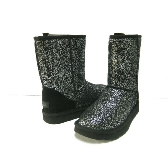 NWOT UGG classic glam black and silver sparkly boot (size 6) - Picture 1 of 6